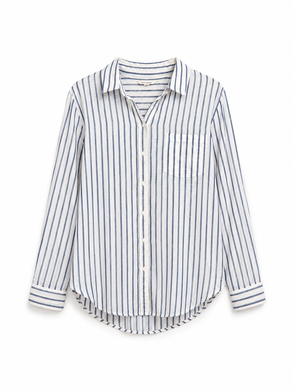 Lucky Brand Striped Button-Up Shirt in White and Blue